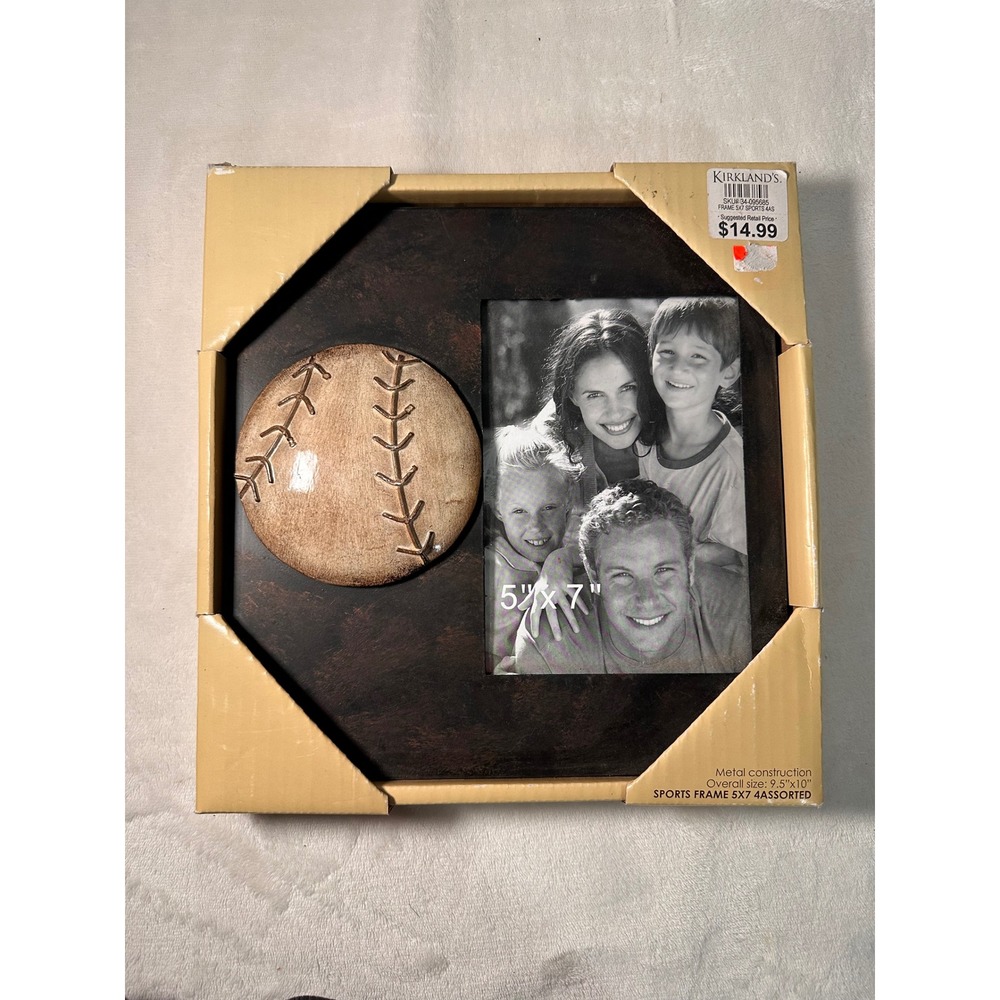 Kirkland's Baseball Sports Picture Frame 5x7 Metal Brown 34-095685 NEW